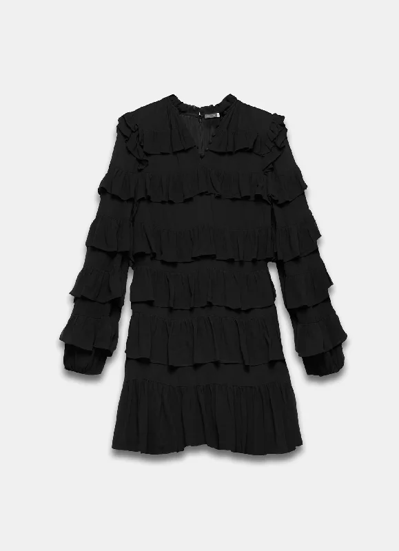 Black Ruffle Tiered Mini Dress