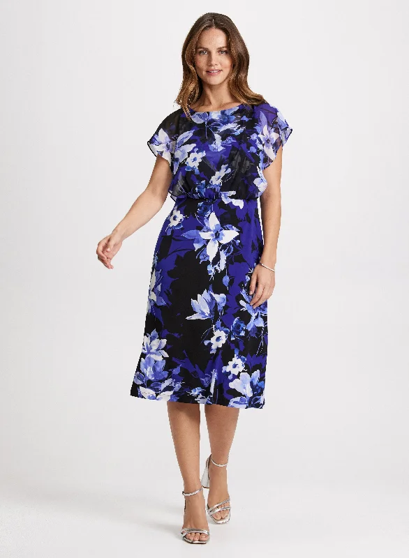 Flutter Sleeve Floral Dress