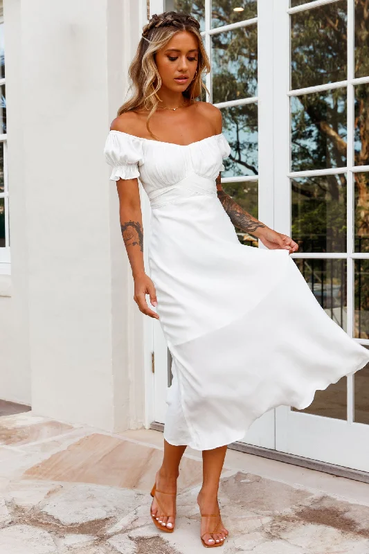 Linka Off-Shoulder Tie Back Midi Dress White