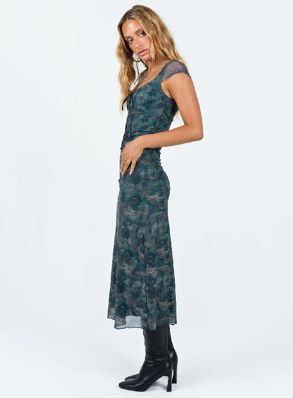 Motel Lunama Dress Tonal Blue Paisley