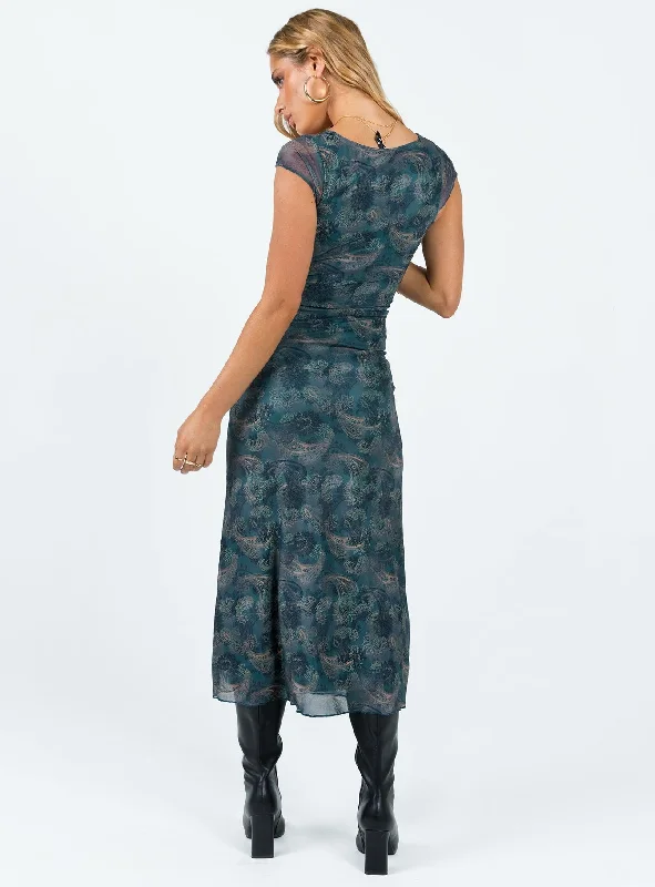 Motel Lunama Dress Tonal Blue Paisley