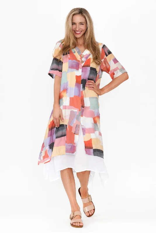 Nala Pink Geo Layers Dress