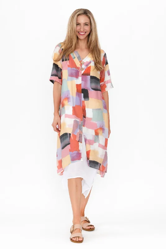 Nala Pink Geo Layers Dress