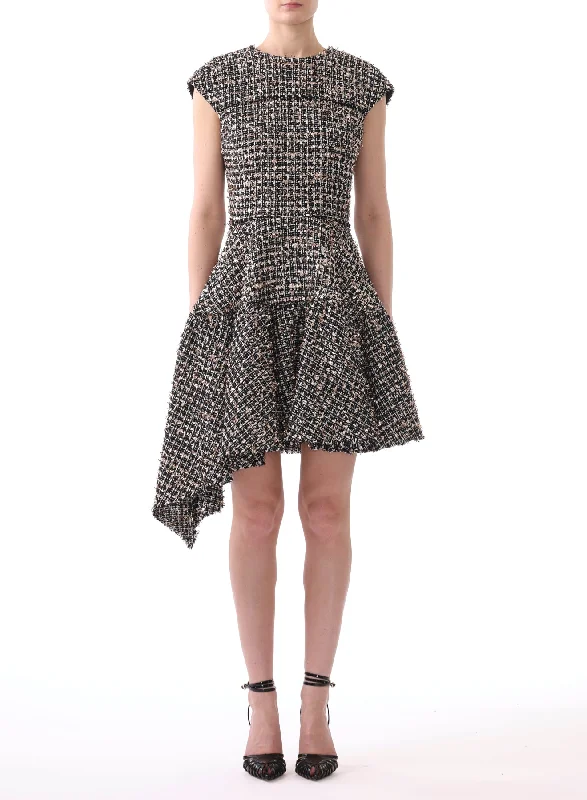 CAP SLEEVE COTTON TINSEL TWEED DRESS