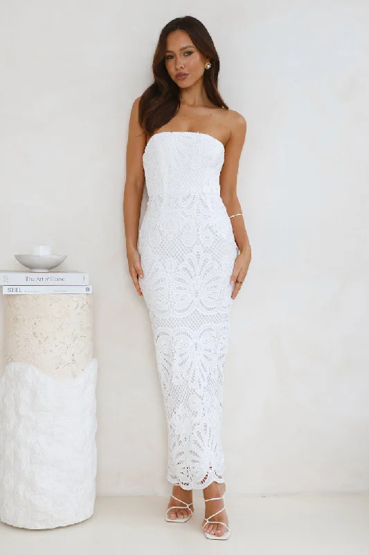 Counting Days Strapless Maxi Dress White