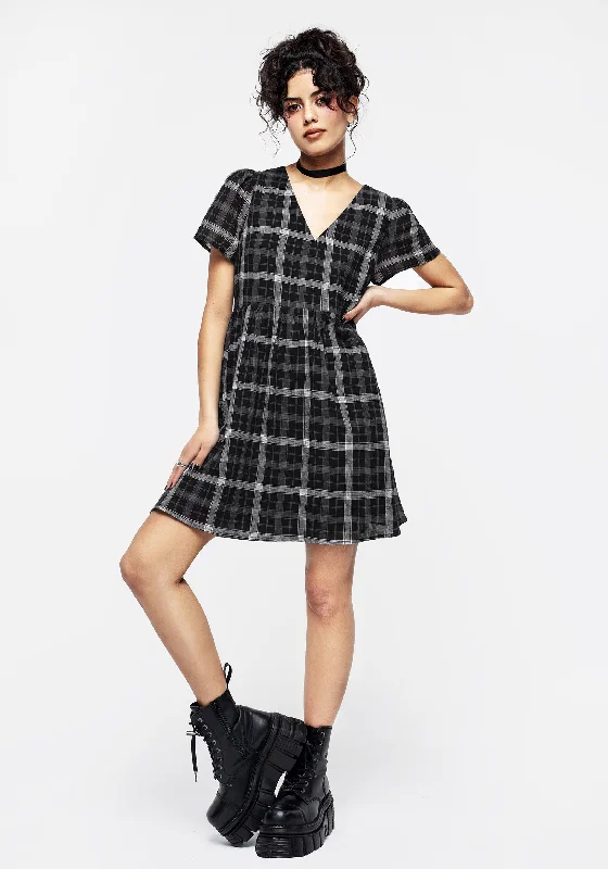 Dilemma Check Mini Smock Dress