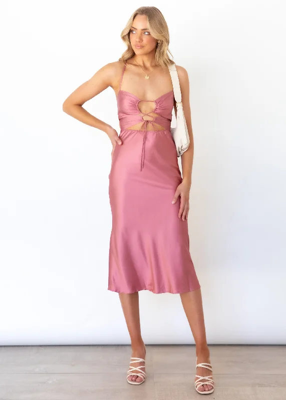 Fade Cut-Out Midi Dress - Rose