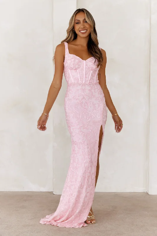 Glimmering Galaxies Sequin Maxi Dress Pink