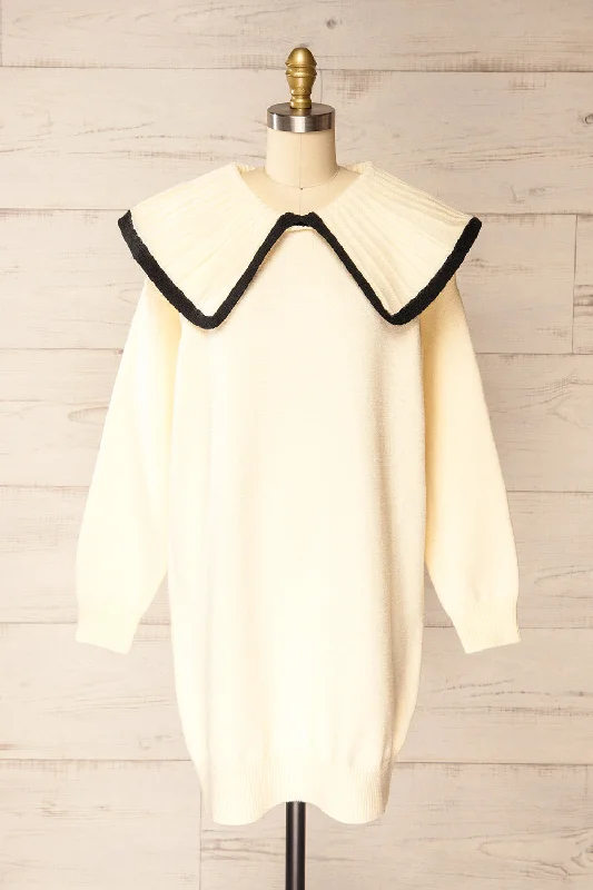 Pithiviers | Short Ivory Dress w/ Peter Pan Collar