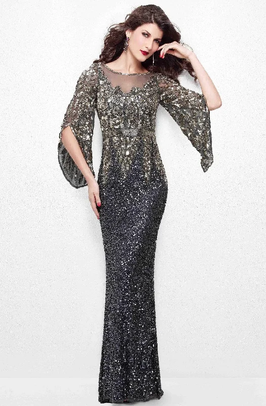 Primavera Couture - Batwing Sleeves Sequined Gown 1424