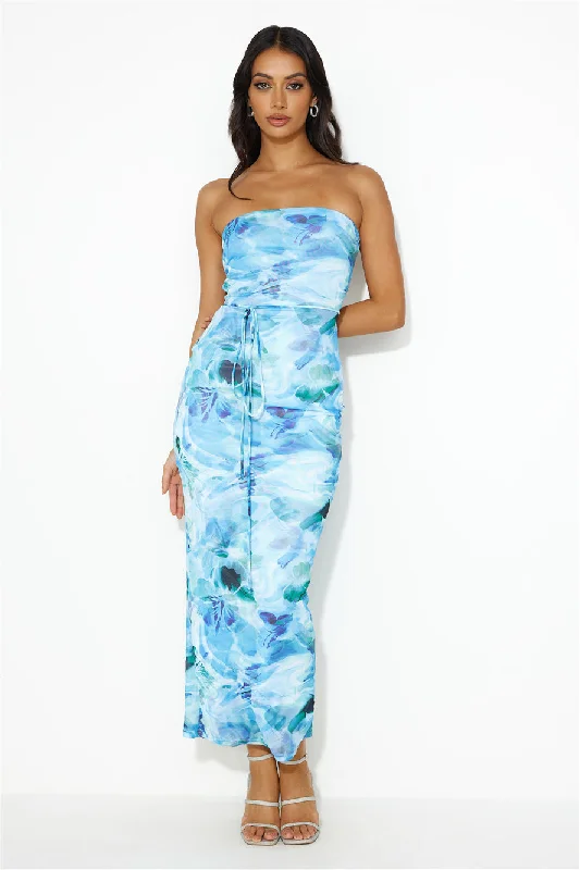 Reflect In The Mirror Mesh Midi Dress Blue