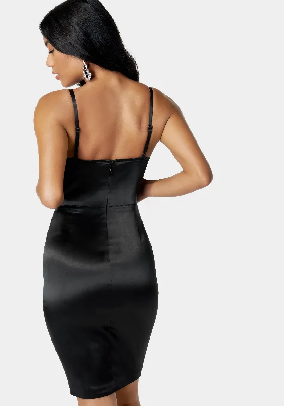 Satin Seam Detail Pencil Dress