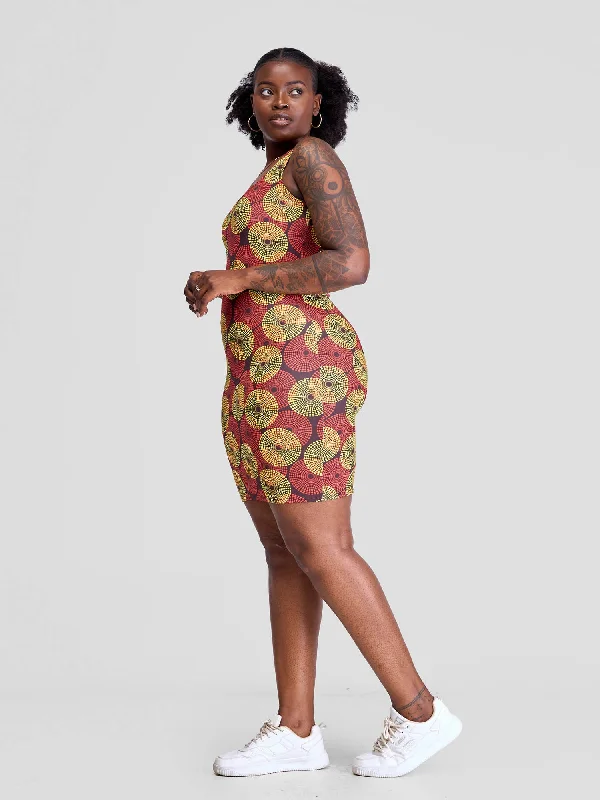 Zoya Essentials Mini Bodycon - Yellow / Red Print