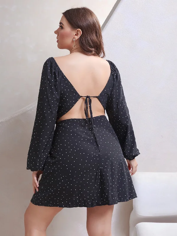 KittenAlarm - Plus Size Dot Backless Dress