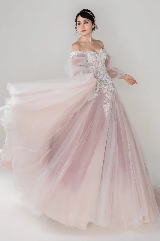 A-Line Chapel Train Tulle Wedding Dress CW2498