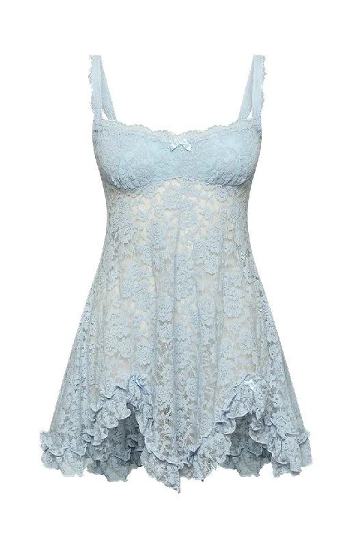 All Mine Blue Lace Mini Dress