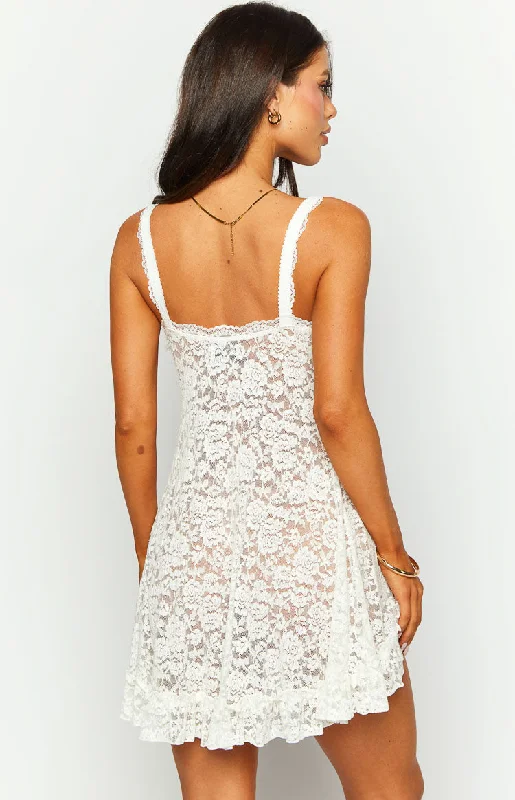 All Mine White Lace Mini Dress