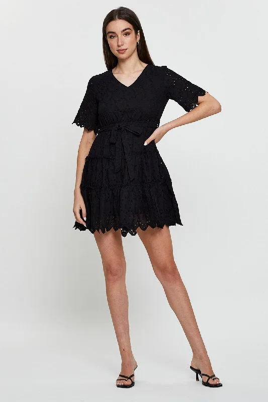 Black Mini Dress Short Sleeve