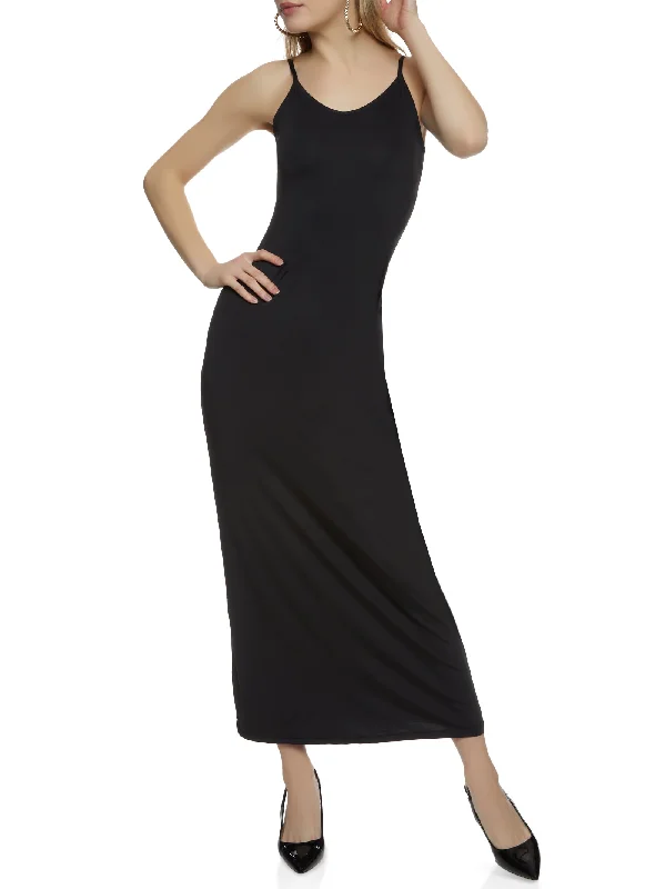 Solid Scoop Neck Sleeveless Maxi Dress