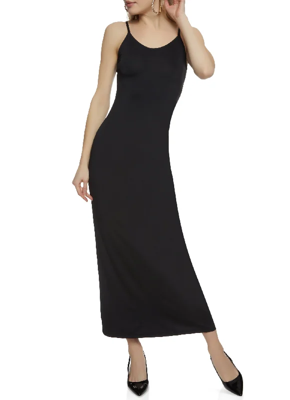 Solid Scoop Neck Sleeveless Maxi Dress