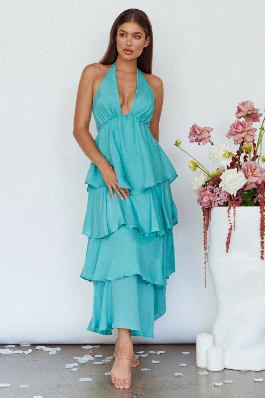 Catalina Tiered Ruffle Maxi Dress Mint