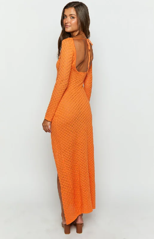 Celine Orange Knit Maxi Dress