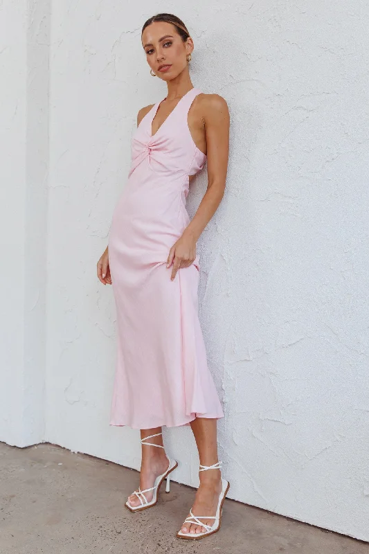 Coastal Charm Twist Back Maxi Dress Pink