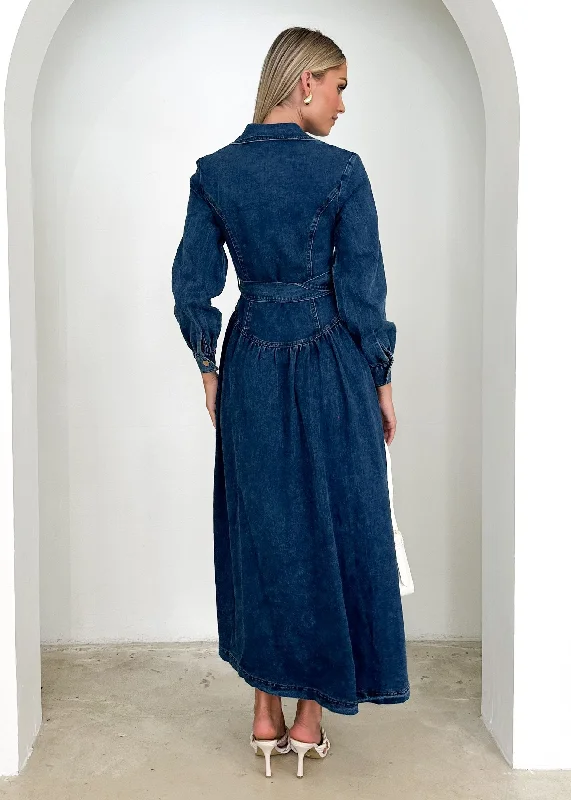 Dazer Denim Maxi Dress - Dark Blue