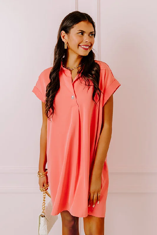 Effortless Radiance Shift Dress in Coral