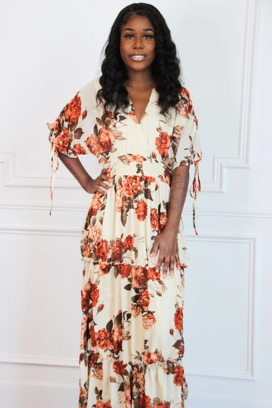 Fall Florals Maxi Dress: Cream Multi