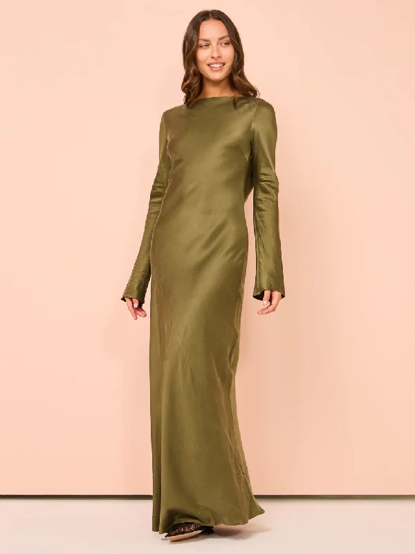 Hansen & Gretel Sundra Silk Dress in Olive