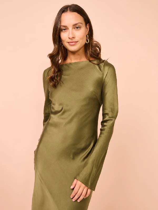 Hansen & Gretel Sundra Silk Dress in Olive