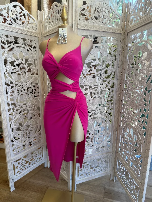 Hot Pink Cutout Knotted