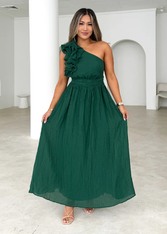 Iksie One Shoulder Maxi Dress - Emerald