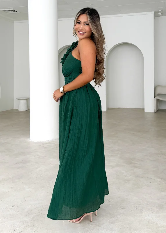 Iksie One Shoulder Maxi Dress - Emerald