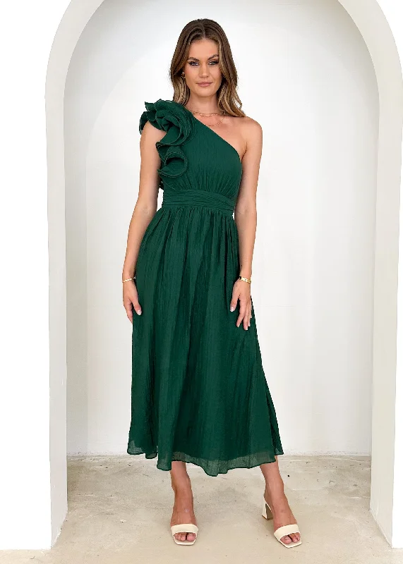 Iksie One Shoulder Maxi Dress - Emerald