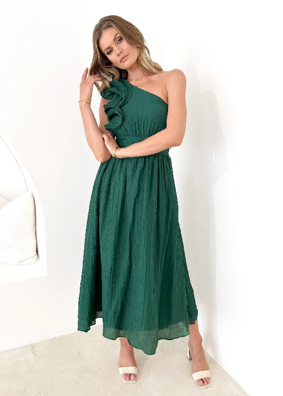 Iksie One Shoulder Maxi Dress - Emerald