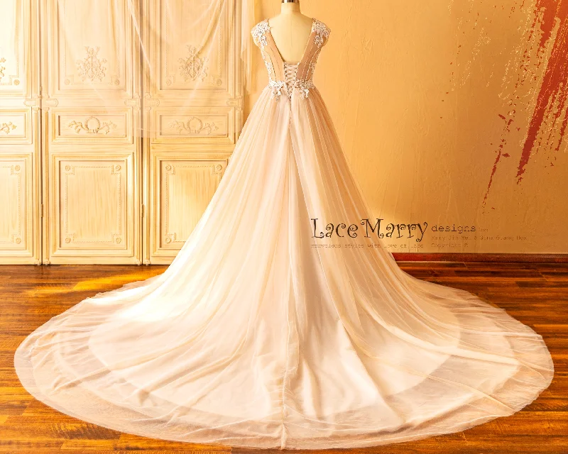 JAKIARA / A Line Wedding Dress with Gorgeous Rhombus Design