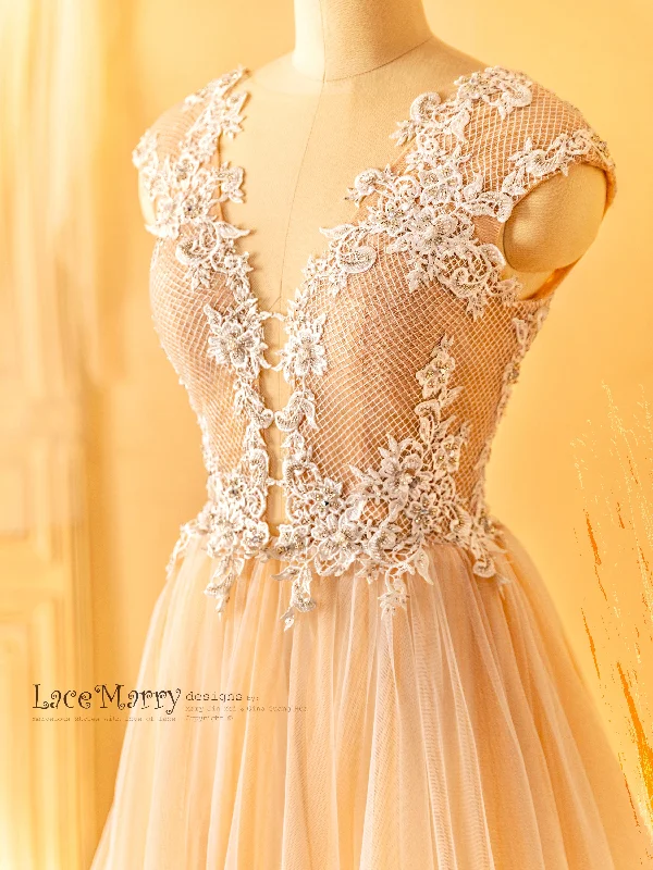 JAKIARA / A Line Wedding Dress with Gorgeous Rhombus Design