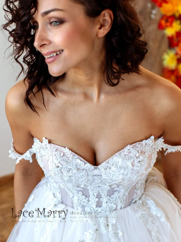 Lux Wedding Dress with Off Shoulder Straps