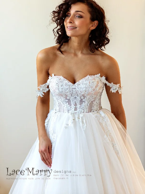 Lux Wedding Dress with Off Shoulder Straps