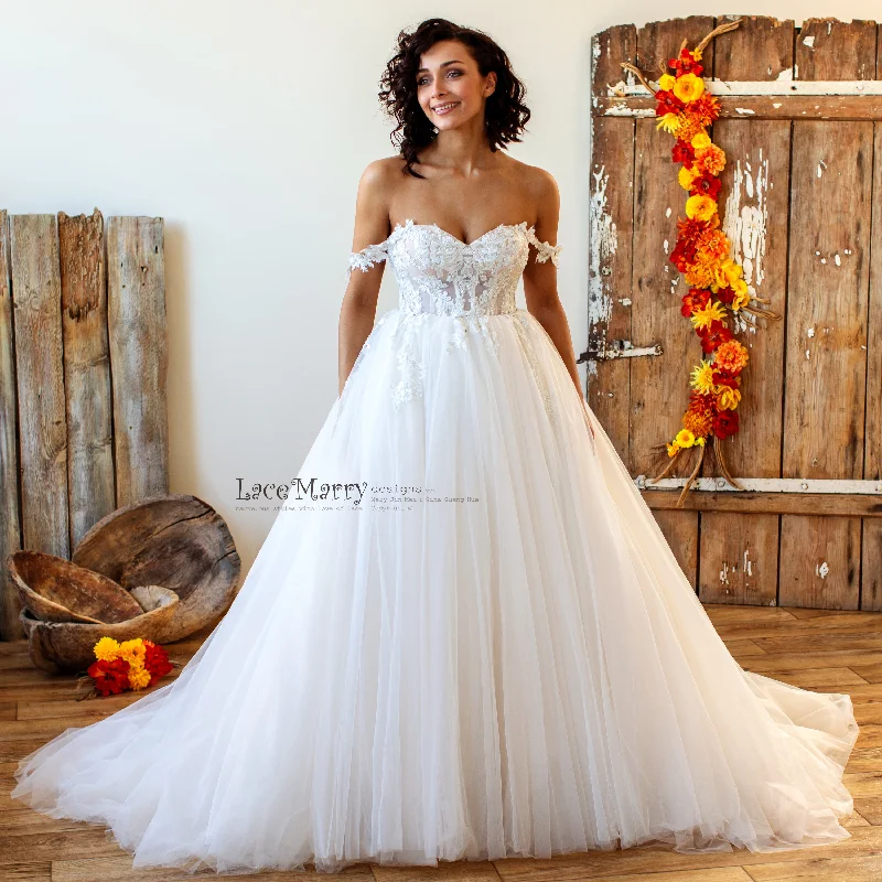 Lux Wedding Dress with Off Shoulder Straps