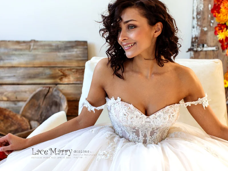 Lux Wedding Dress with Off Shoulder Straps