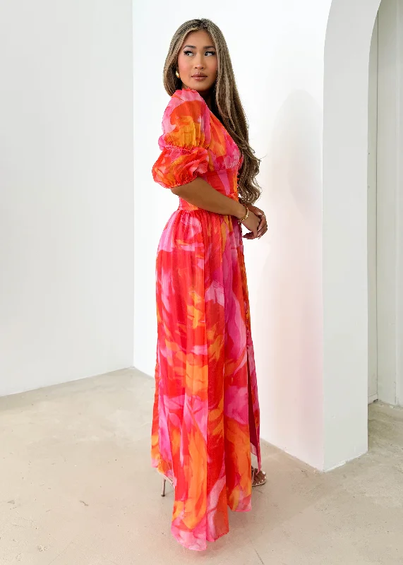 Obella Maxi Dress - Pink Flame