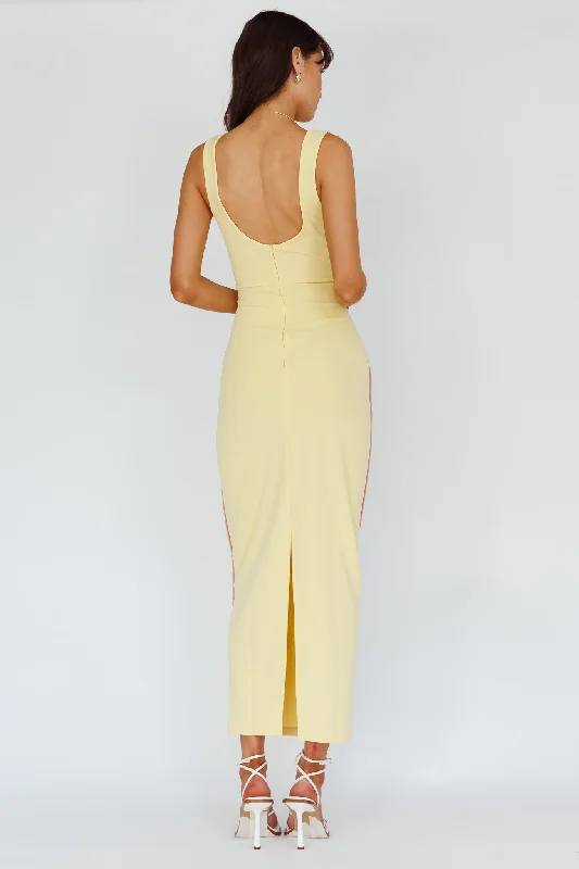 Shenae Piping Trim Maxi Dress Lemon