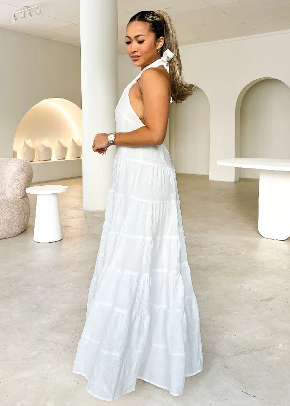 Sierry Halter Maxi Dress - Off White