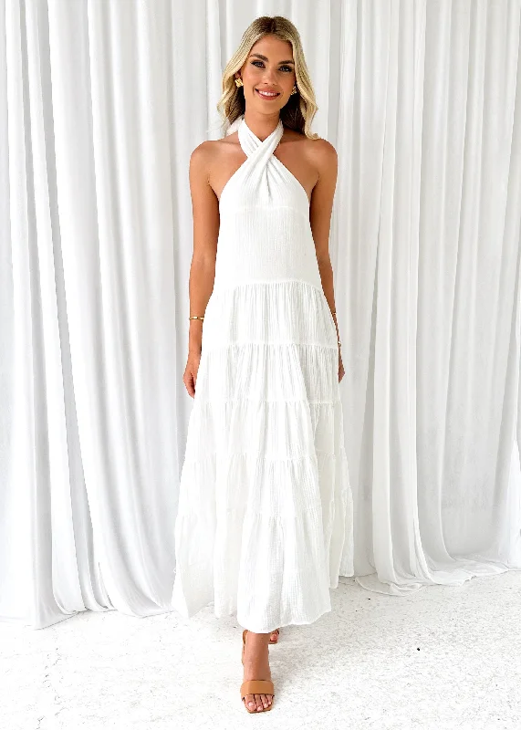 Sierry Halter Maxi Dress - Off White