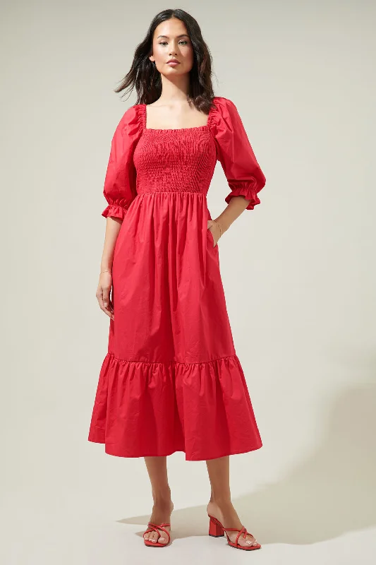 Simone Poplin Smocked Maxi Dress