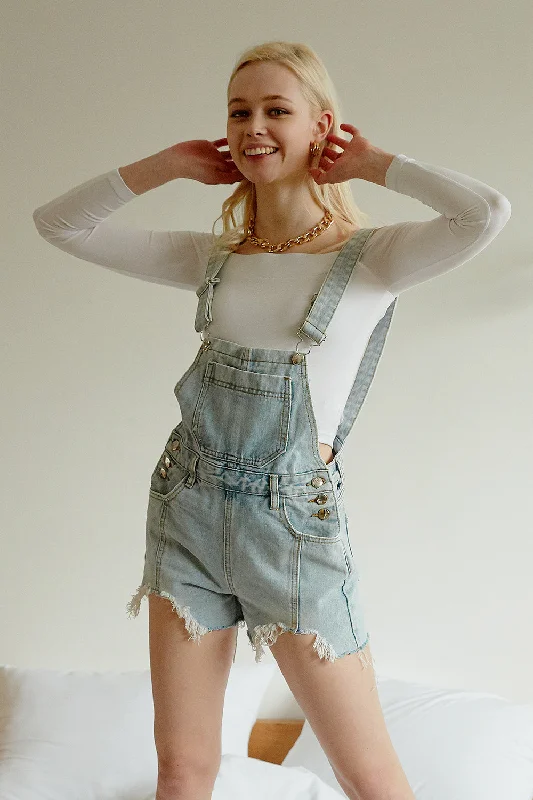 Stone Washed-out Denim Overalls