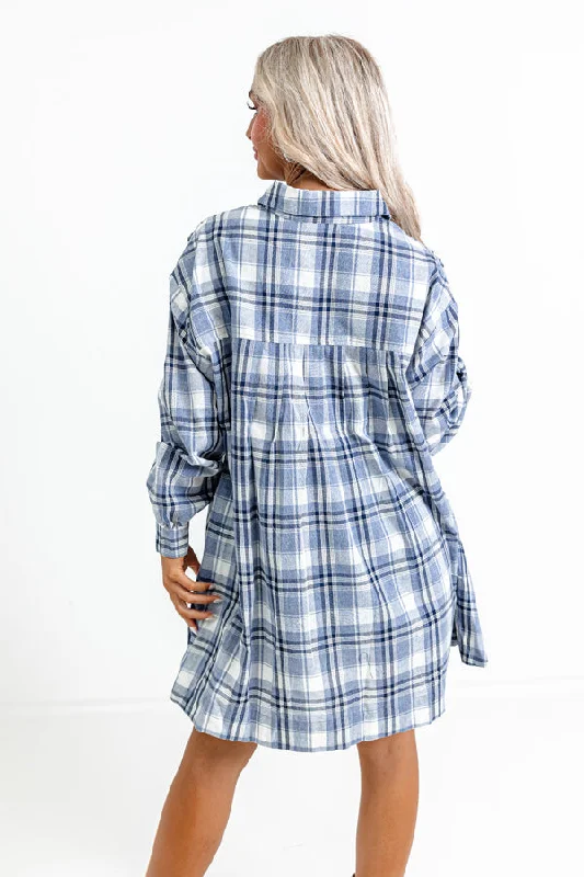 Toffee Kisses Flannel Dress In Airy Blue